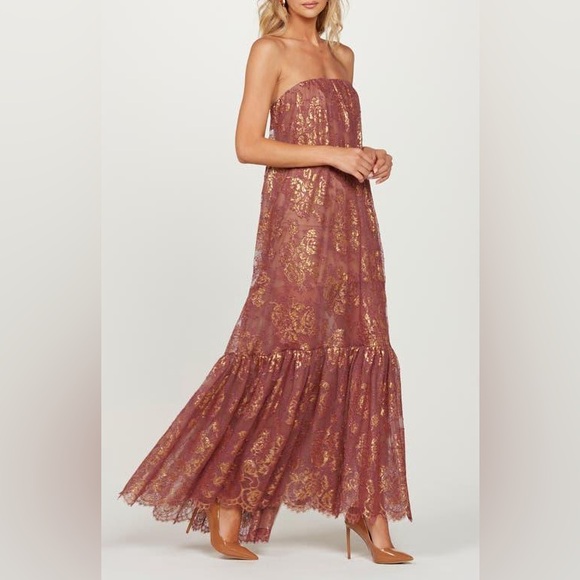 Helsi Dresses & Skirts - NWT Helsi Cara Strapless Lace Dress in Pink Mauve and Gold. Medium.